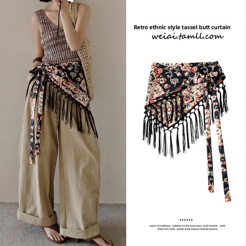 Women'S Fashion Layering - Ikat Pinggang Rumbai Motif Segitiga untuk