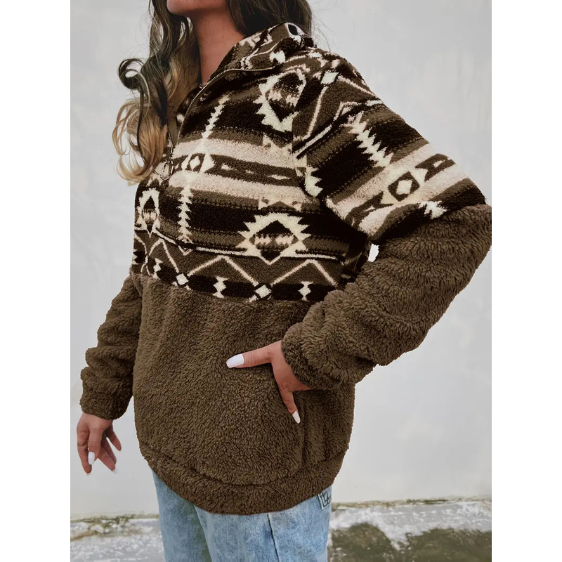 Women'S Fashion Jackets Amazon - Jaket Zipper Lengan Panjang Motif Geometris
