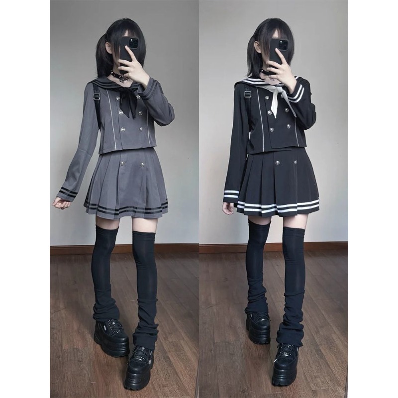 Pleated Skirt Women - Kostum Cosplay Retro Subkultur Jepang Seragam