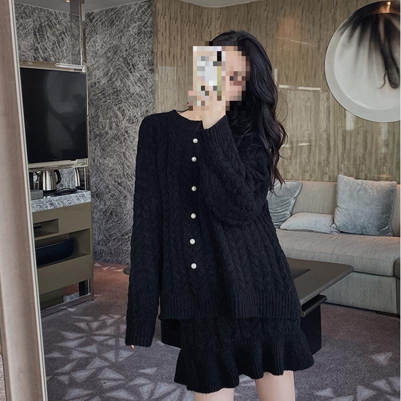 Pleated Skirt Women - Set Rajutan Tebal Gaya Musim Dingin