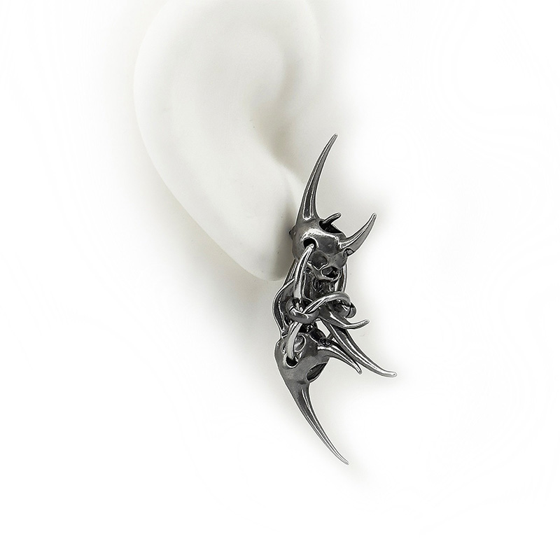Anting Tengkorak Tanduk Setan  - Women'S Fashion Edgy ulasan dan harga