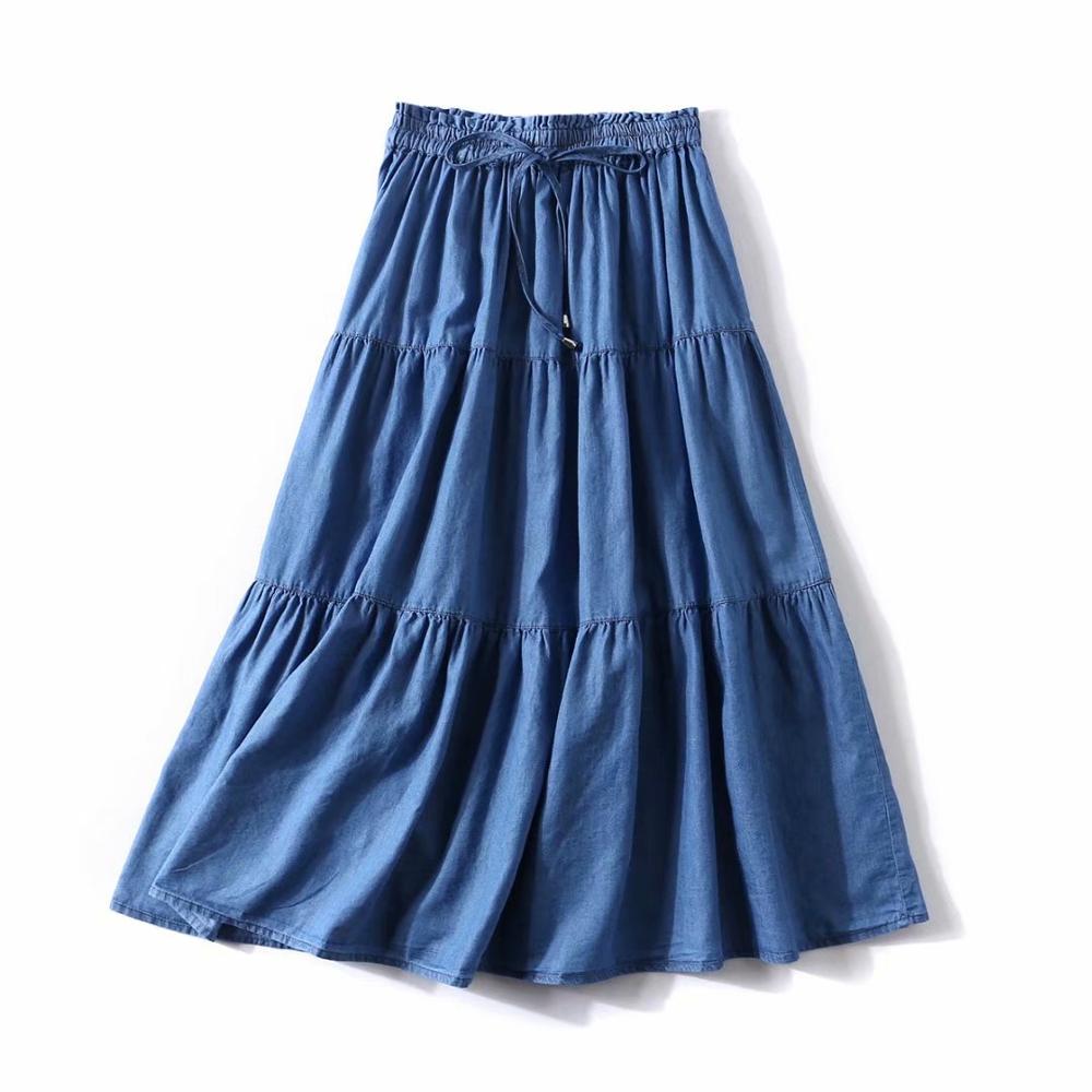 Rok denim lipit wanita dengan  - Pleated Skirt Women ulasan dan harga