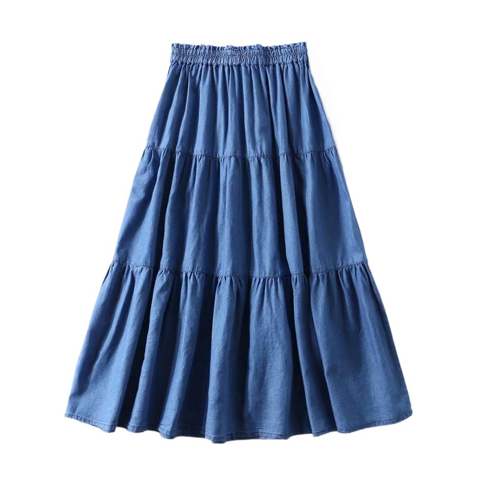 Rok denim lipit wanita dengan  - Pleated Skirt Women ulasan dan harga