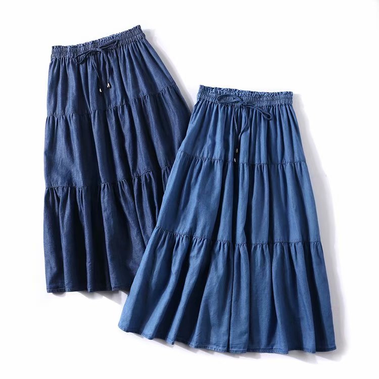 Rok denim lipit wanita dengan  - Pleated Skirt Women ulasan dan harga