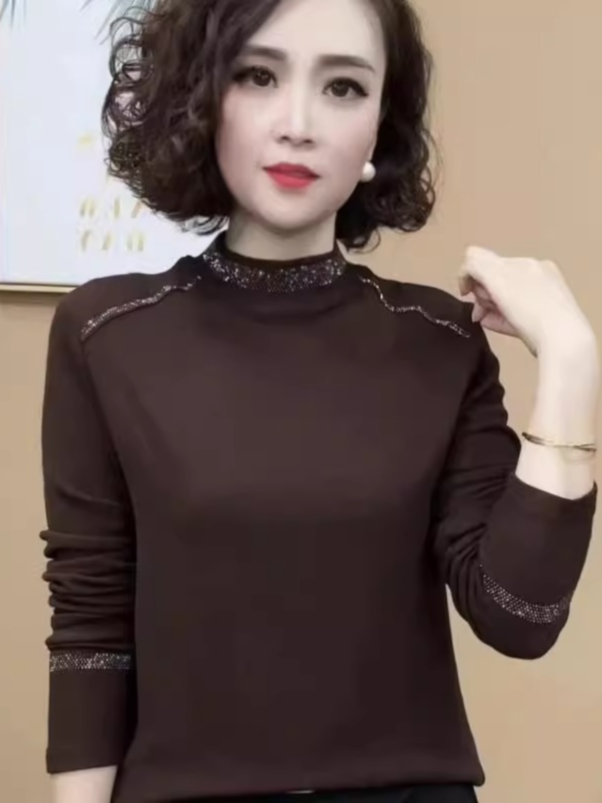 Kemeja dasar berhias berlian d - Women Fashion Over 40 ulasan dan harga