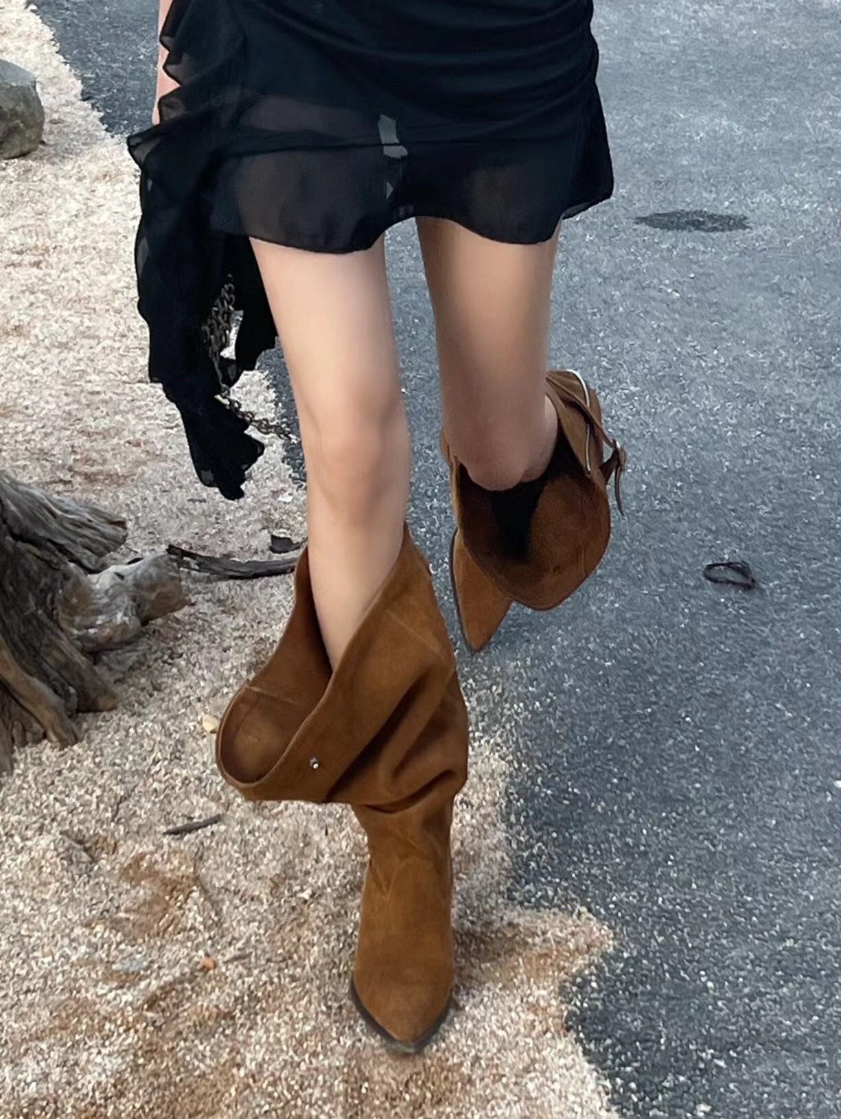 Sepatu Bot Wanita Model Slouch - Women'S Fashion Edgy ulasan dan harga
