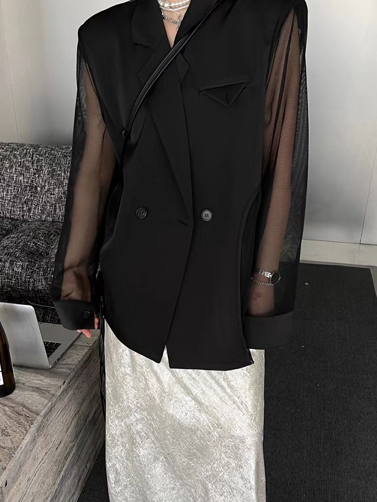 CHICEVER mantel jaring perca u - Blazer Women Oversized ulasan dan harga