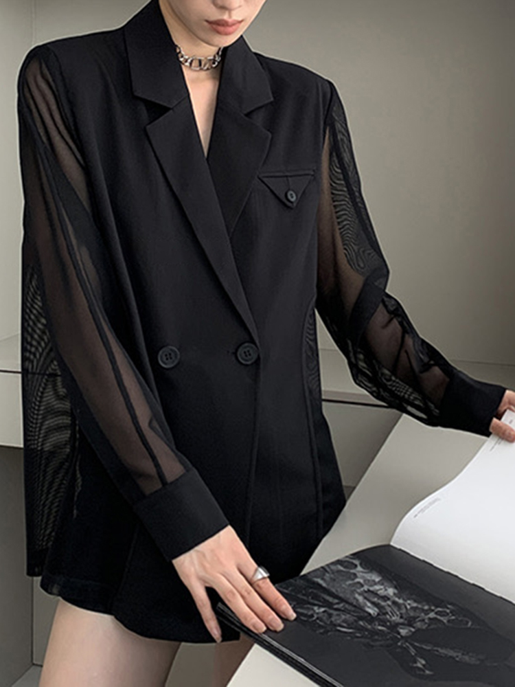 CHICEVER mantel jaring perca u - Blazer Women Oversized ulasan dan harga