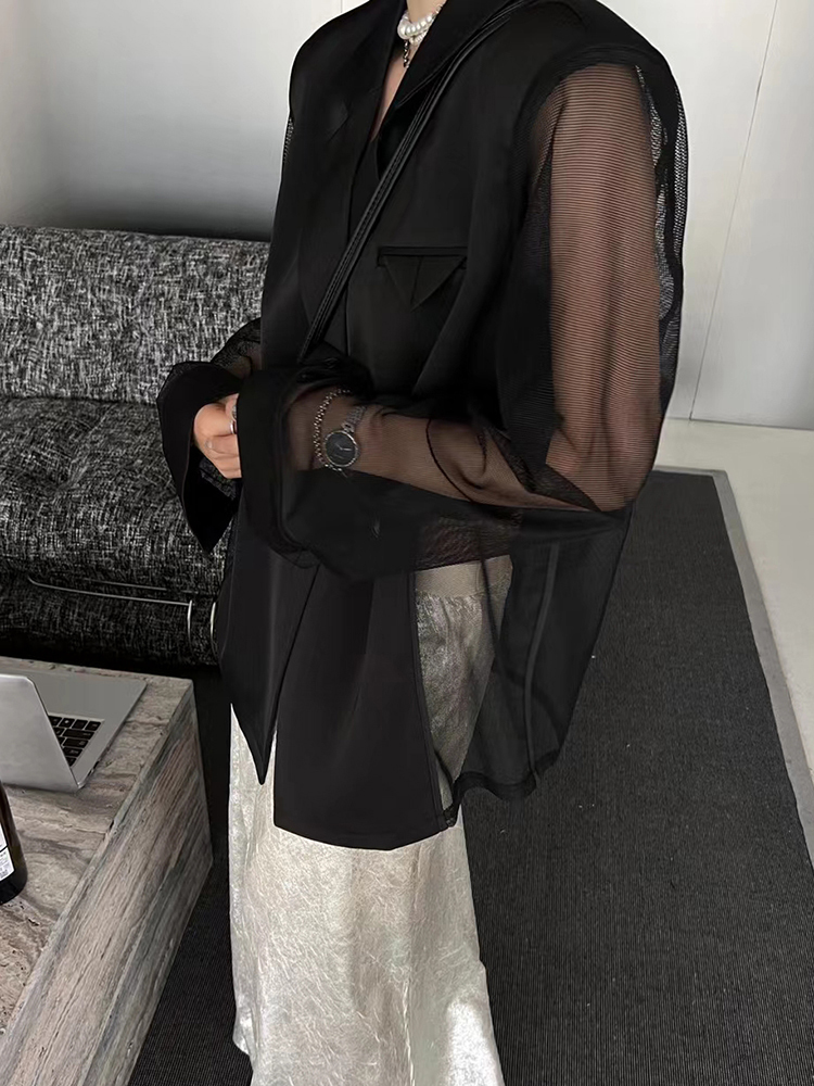 CHICEVER mantel jaring perca u - Blazer Women Oversized ulasan dan harga